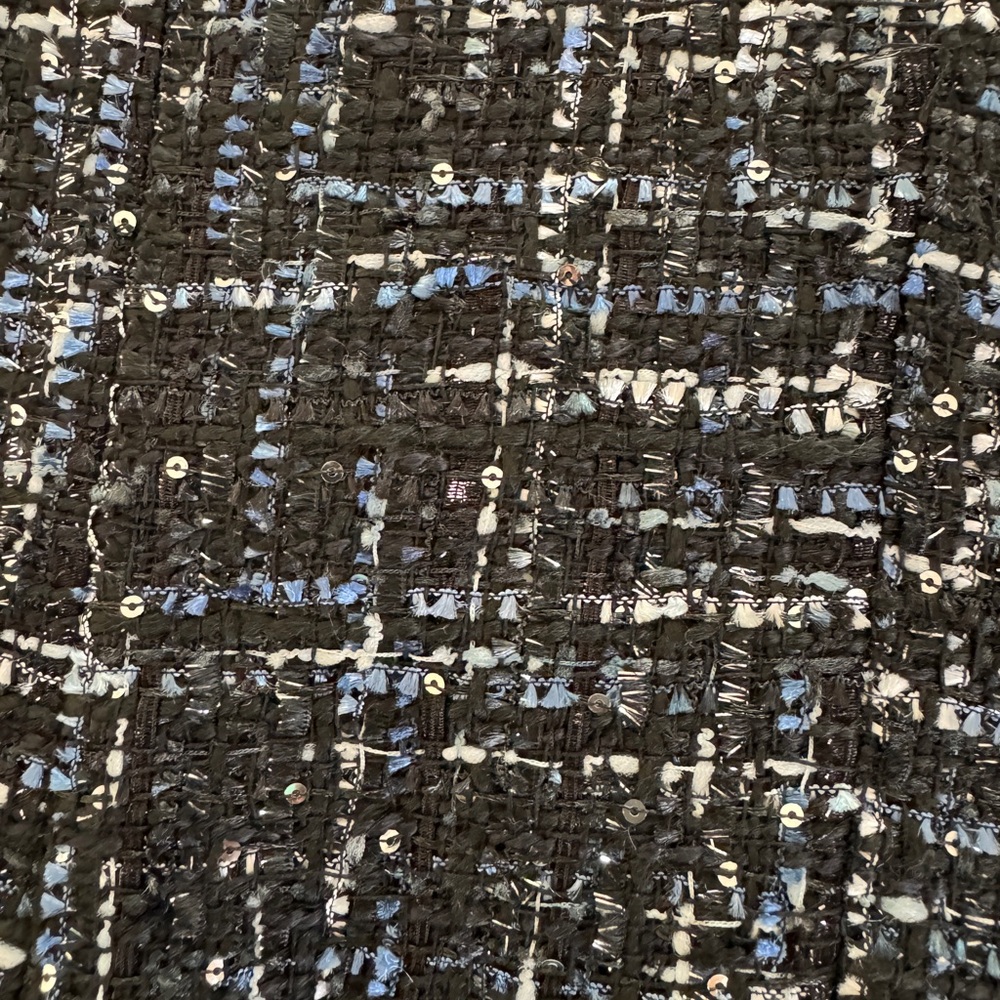 Bagatelle black, blue & white tweed sequin accented cropped blazer. Size S. NWT - Picture 5 of 7